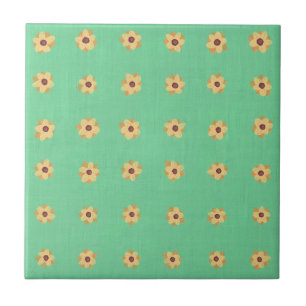 Cerâmica Padrão de Flor Amarelo na Trivet do Azulejo Verde