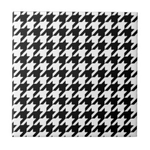 Cerâmica padrão de houndstooth azulejo preto e branco