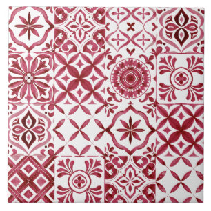 Cerâmica Padrão de Remendo de Azulejo Vermelho Decorativo