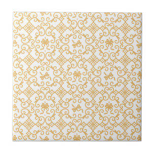 Cerâmica Padrão do ouro com Azulejo cerâmico branco de fund