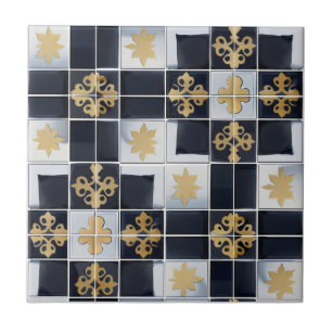 Cerâmica Padrão Dourado de Azulejo pequeno preto
