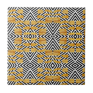 Cerâmica Padrão Dourado de Azulejo preto e branco cerâmico