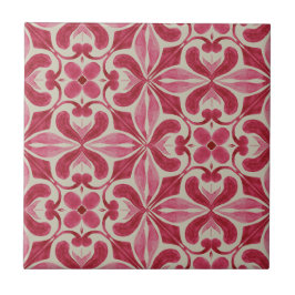 Cerâmica Padrão Ornate de Azulejo Vermelho com Motivos Flor