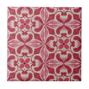 Cerâmica Padrão Ornate de Azulejo Vermelho com Motivos Flor