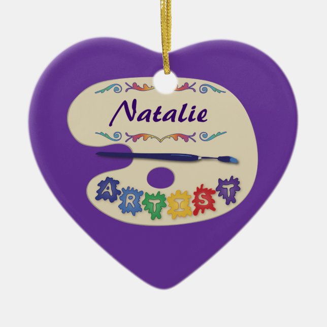 Cerâmica Paleta de Artista em Ornamento Roxo (Frente)