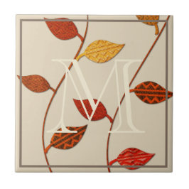 Cerâmica Paleta de outono deixa adicionar seu Azulejo monog
