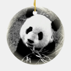 Cerâmica Panda Comendo Deixa O Ornamento Da Árvore De Natal