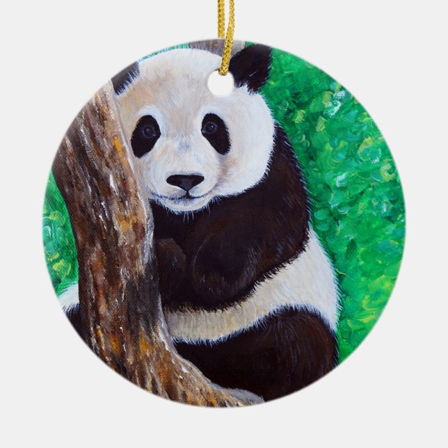 Cerâmica Panda em ornamento cerâmico de pintura em árvore (Frente)