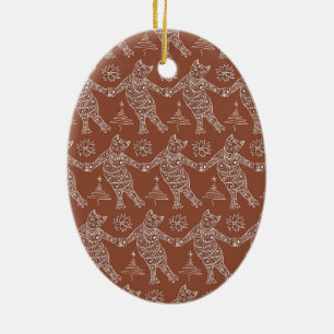 Cerâmica Pão-de-Pão-Dança Gatos Ornamento de Árvore de Nata