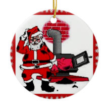 Papai Noel Antigo & Ornamento de Fogão a Carvão