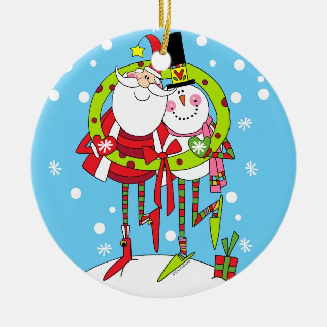Cerâmica Papai noel de Stix do Peppermint e ornamento do (Frente)