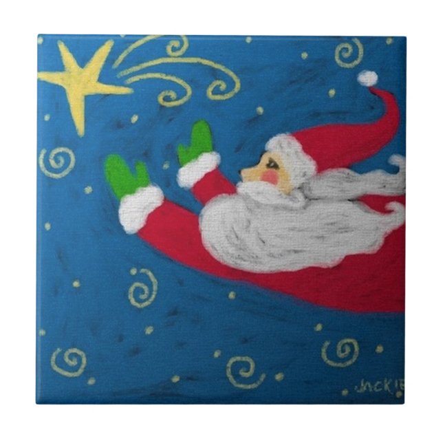 Cerâmica Papais noeis com Azulejo de arte em estrela (Frente)