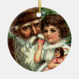 Cerâmica Papais noeis de Vintage com Ornamento de Moça Keep