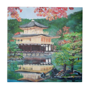 Cerâmica Pavillion dourado no azulejo de Kyoto