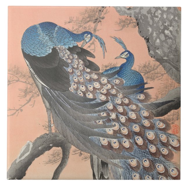 Cerâmica Peacocks no Azulejo cerâmico de Melão pálido (Frente)