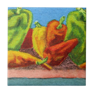 Cerâmica "Peppers #1" Azulejo cerâmico para jardins de cozi