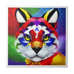 Cerâmica Pequeno azulejo branco Cat de Alexander