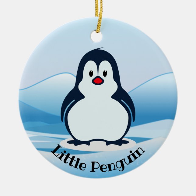 Cerâmica Pequeno Ornamento de Design de Pinguim (Frente)