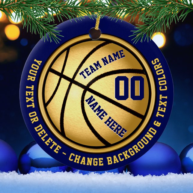 Cerâmica PERSONALIZAR marinho Azul e Dourado Ornamento de B (Personalized basketball christmas ornaments.
Basketball ornament.
Basketball ornaments bulk.)