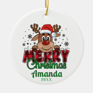 Cerâmica Personalizar Ornamento de Reinadores de Natal Feli