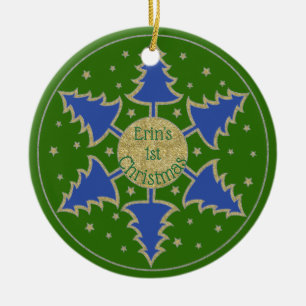 Cerâmica Personalizar Ornamento "Floco de Neve Bl Tree" de
