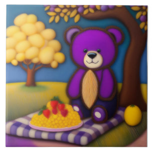 Cerâmica Picnic do Urso de Teddy - Azulejo cerâmico para cr