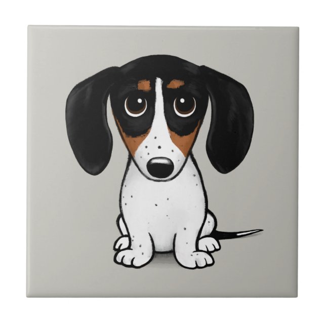 Cerâmica Piebald Dachshund| Azulejo cerâmico de Cães Cachor (Frente)