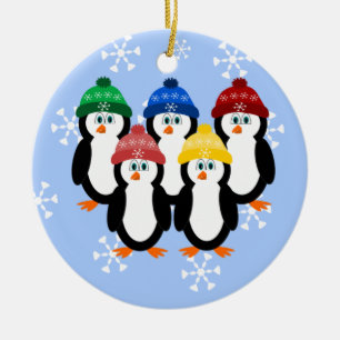 Cerâmica Pinguins no ornamento da árvore de Natal dos