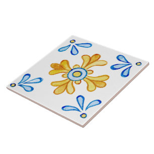 Cerâmica Pintado com Azulejo Amarelo-mediterrânico de Cor-d