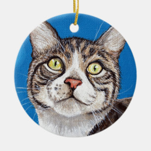 Cerâmica Pintor de Gato Cortado Ornamento Cerâmico