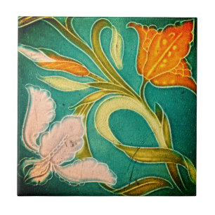Cerâmica Pintura antiga mosaica de azulejo cerâmico de flor