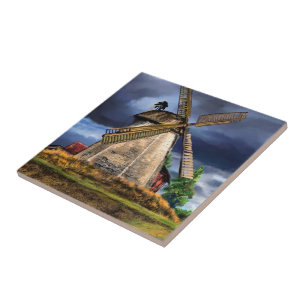Cerâmica Pintura em Azulejo de Moinho de Vento Holandês