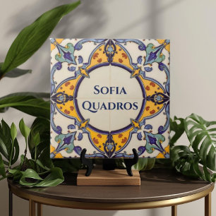 Cerâmica Placa de Nome Personalizado Colorido Azulejo