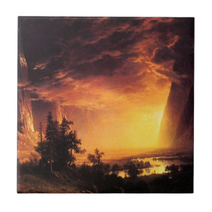 Cerâmica Por do sol no azulejo do vale de Yosemite