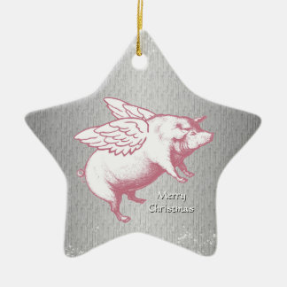 Cerâmica Porcos cor-de-rosa de voo - ornamento da estrela