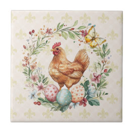 Cerâmica Porta copos de Azulejo Hen Fleur de Lis