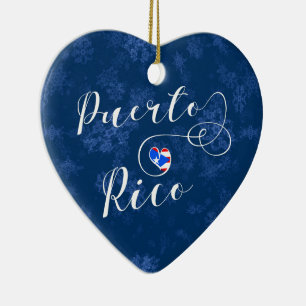 Cerâmica Porto Rico Heart, Ornamento de Árvore de Natal