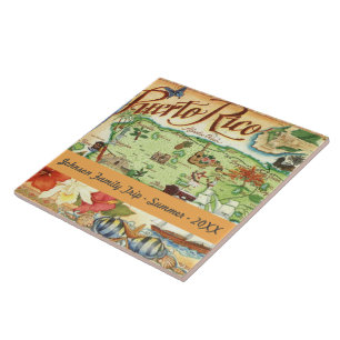 Cerâmica Porto Rico Ilustrou Azulejo Cerâmico de Mapa