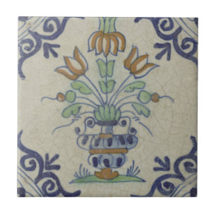Cerâmica Pote De Flor Antiquado Com Azulejo Delft