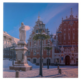 Cerâmica Praça da Prefeitura de Riga no Azulejo de inverno