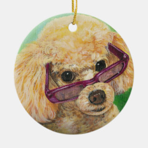 Cerâmica Presente de Natal do Ornamento de Poodle Apricot
