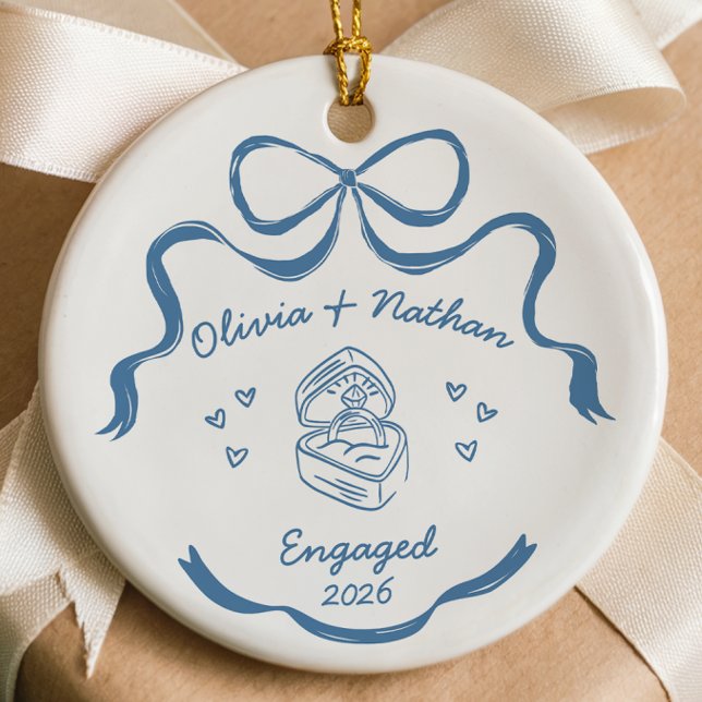 Cerâmica Presente de Noivado de Ornamento Encomendado (Engaged Ornament Engagement Gift Engagement Ornament Couples Ornament Engagement Announcement Weddin)