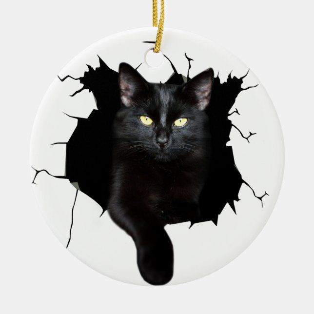 Cerâmica Presente Para Ornamento De Gato Preto De Gato (Frente)
