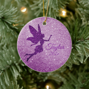 Cerâmica Presente Personalizado de Ornamento de Fada Roxo E
