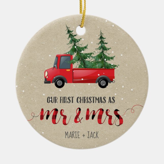 Cerâmica Presente Personalizado do Ornamento Casado de Nata (Frente)