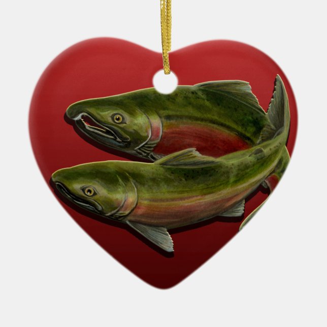Cerâmica Presente Salmon personalizado ornamento de pesca (Frente)