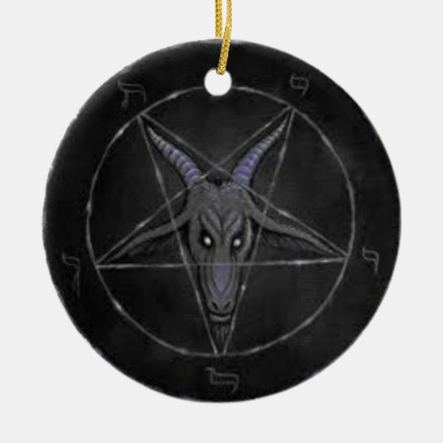 Cerâmica Preto de Baphomet e ornamento redondo cinzento (Frente)