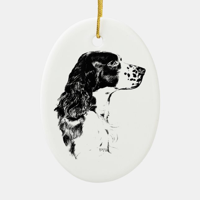 Cerâmica Primavera Spaniel Vintage Arranque Ornamento de Ca (Frente)
