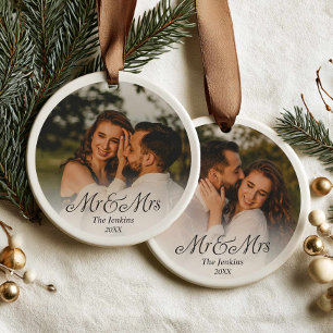 Cerâmica Primeiro Natal como Foto de Ornamento Sr e Sra