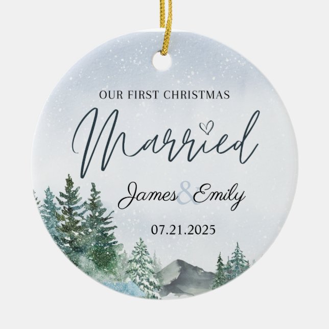 Cerâmica Primeiro Natal Como Ornamento Casado, Presente De  (Frente)